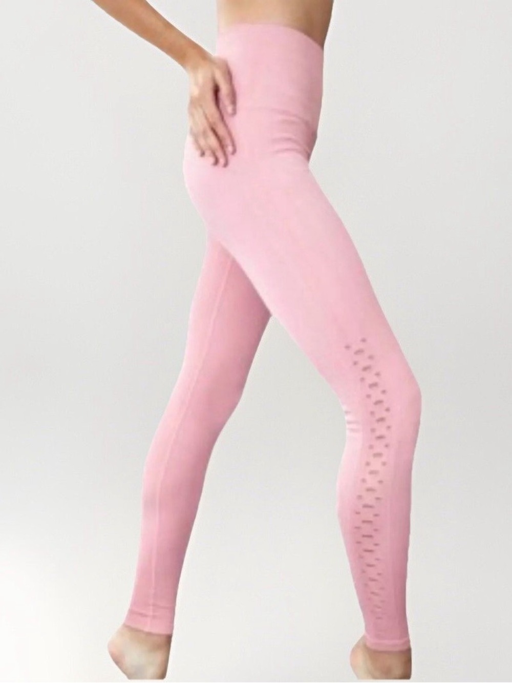 Spiritual Gangster Self Love Ribbed Eyelet Leggings Pink XS Seamless Compression
